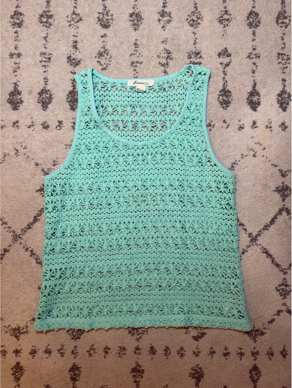 Forever 21 Mint Green Crochet Sleeveless Top S/P